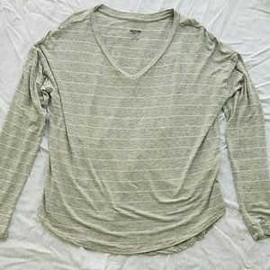 Mossimo Light Gray & Metallic Stripe Tee Size M